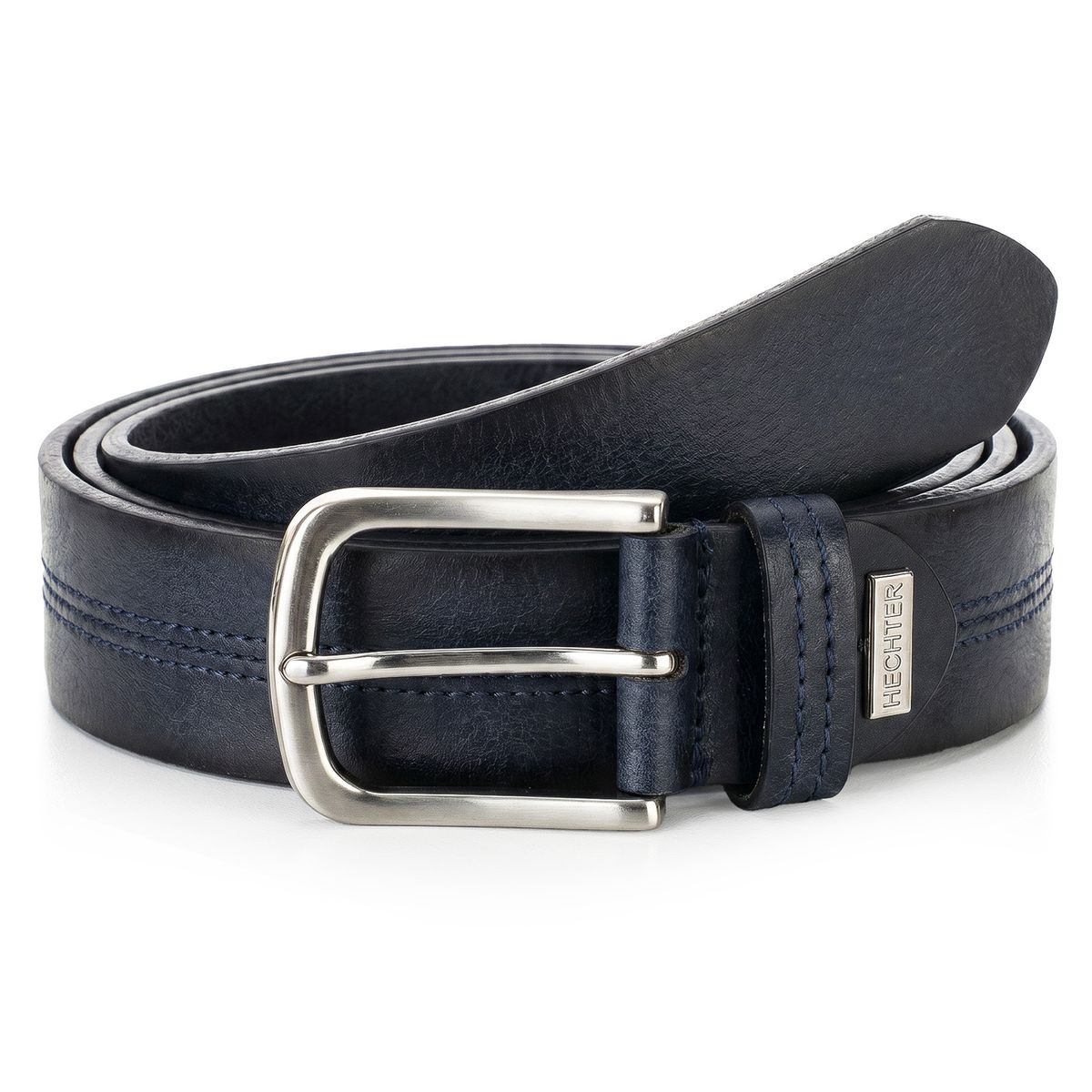 Gürtel, Ledergürtel, Dunkelblau, Metall Schnalle, Herrenaccessoire, HECHTER Paris Herren Casual 100% Echtledergürtel marine