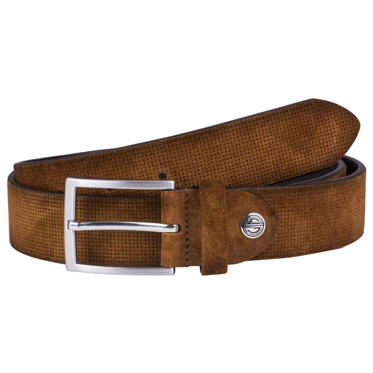 LINDENMANN Veloursledergürtel Herren 35 mm cognac