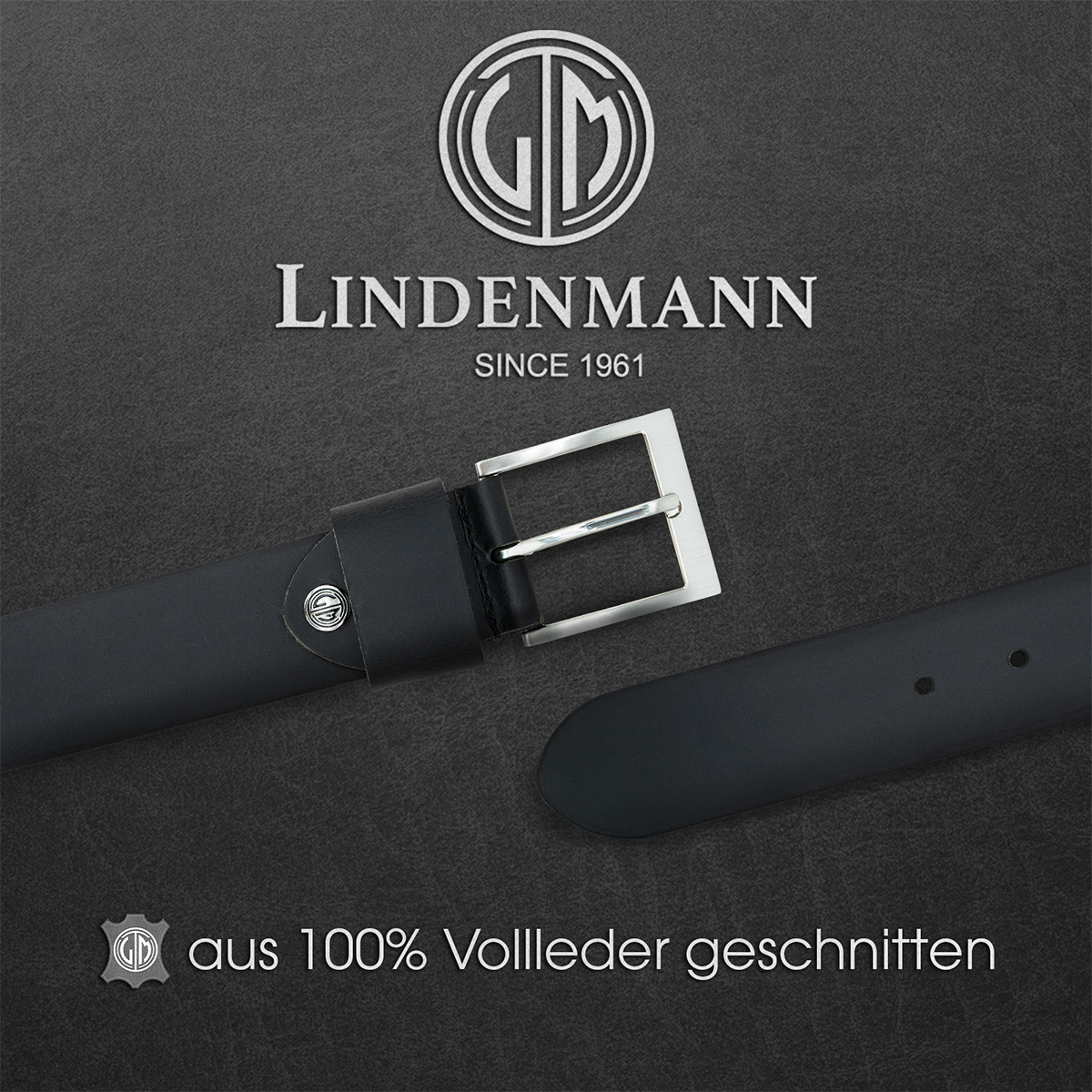 LINDENMANN Ledergürtel Herren schwarz