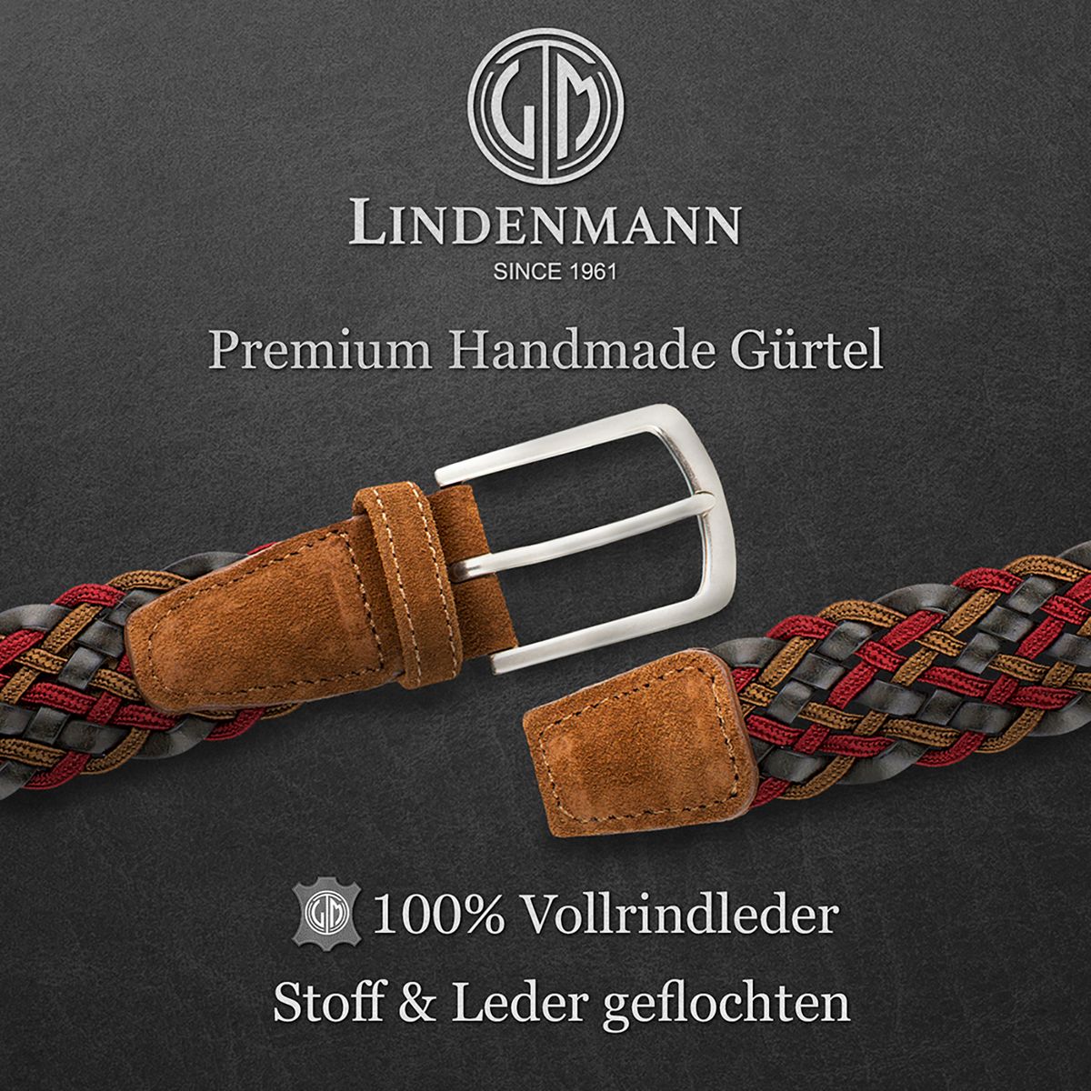 LINDENMANN Freizeitgürtel Herren braun