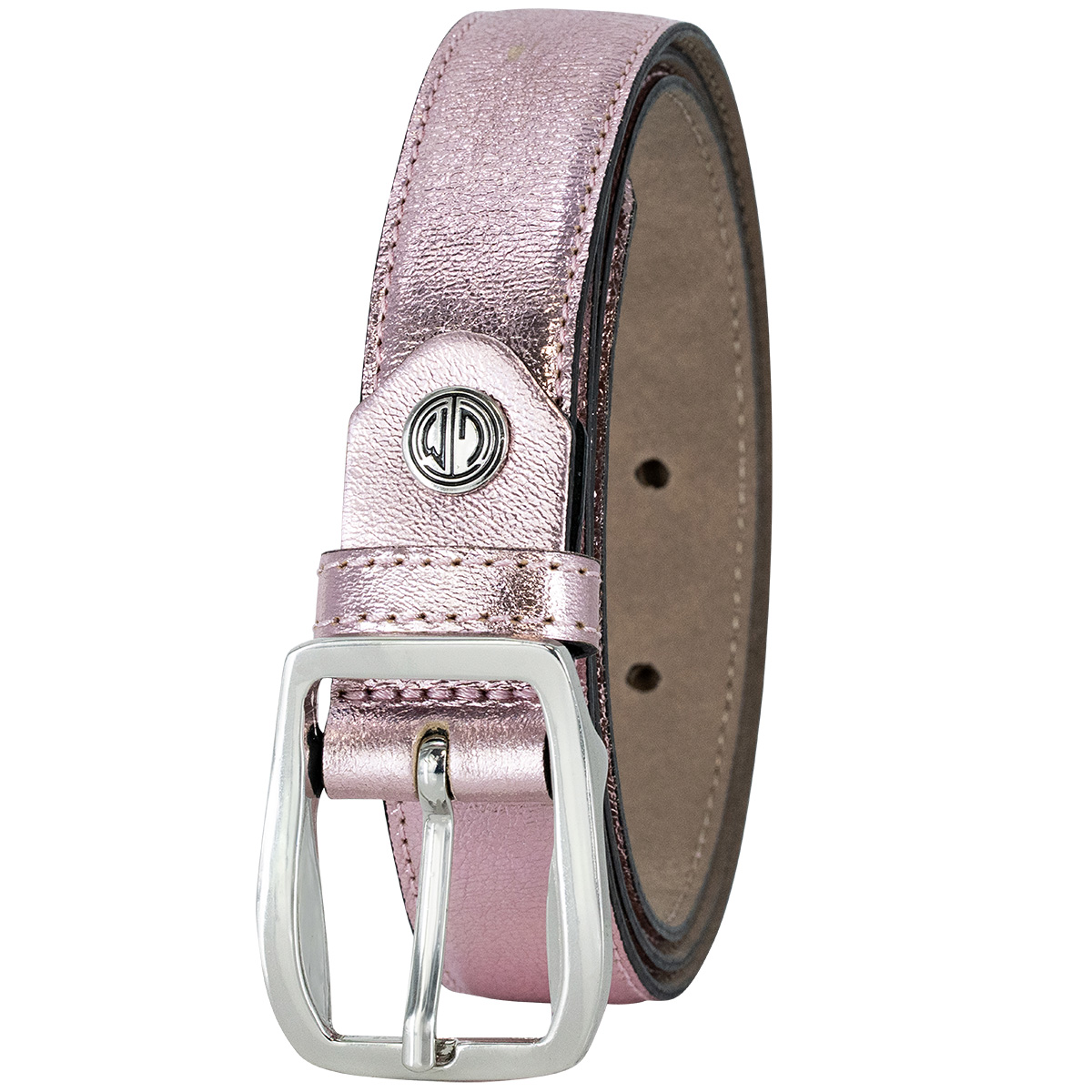 LINDENMANN Rindleder Damengürtel Rosa Metallic