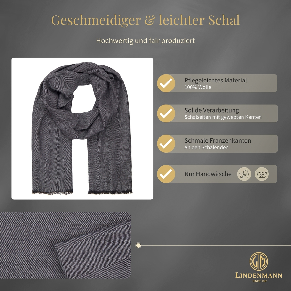 LINDENMANN Schal Herren Textil-Schal Herren grau