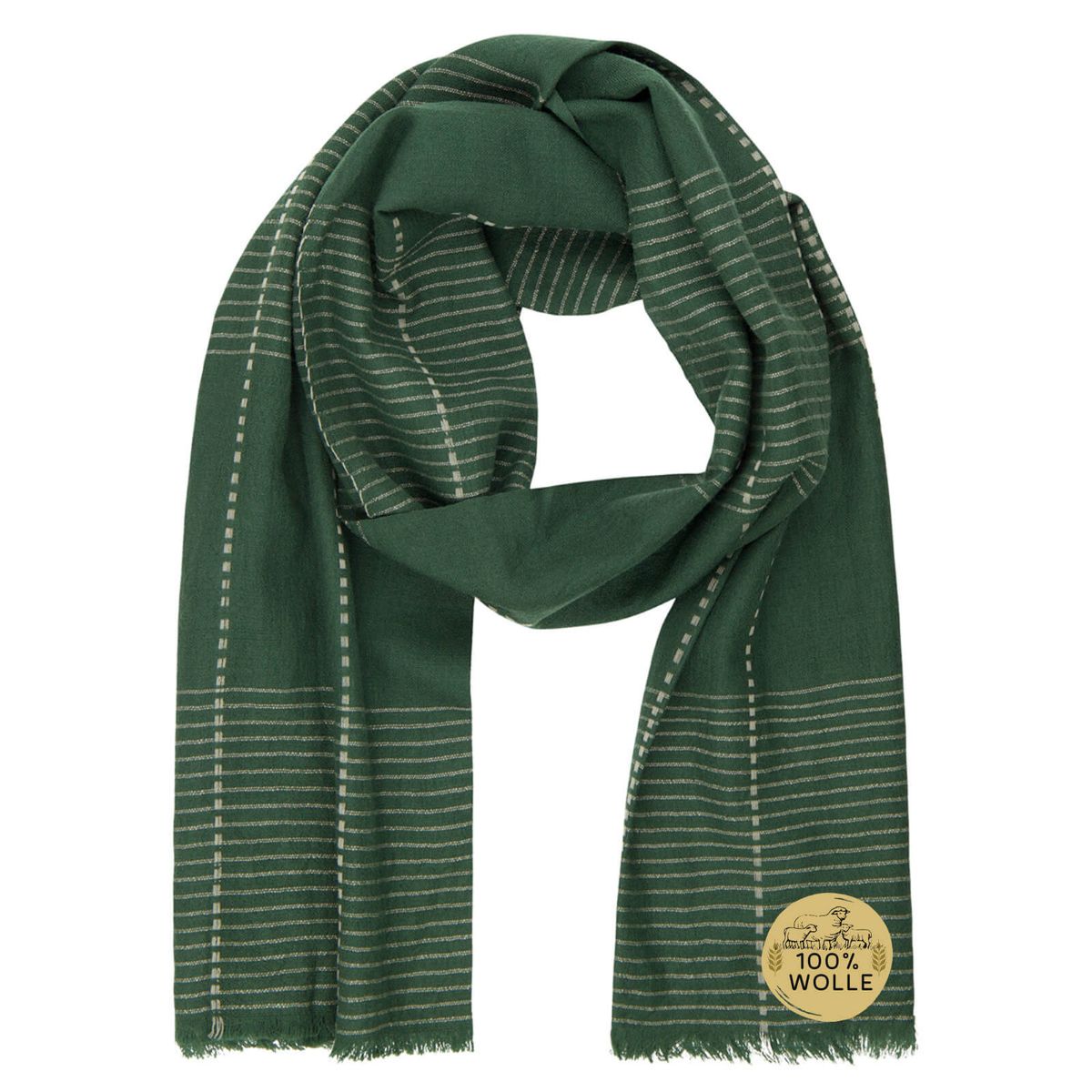 Schal, Wolle, Grün, Streifen, Winteraccessoire, Herren Schal grün