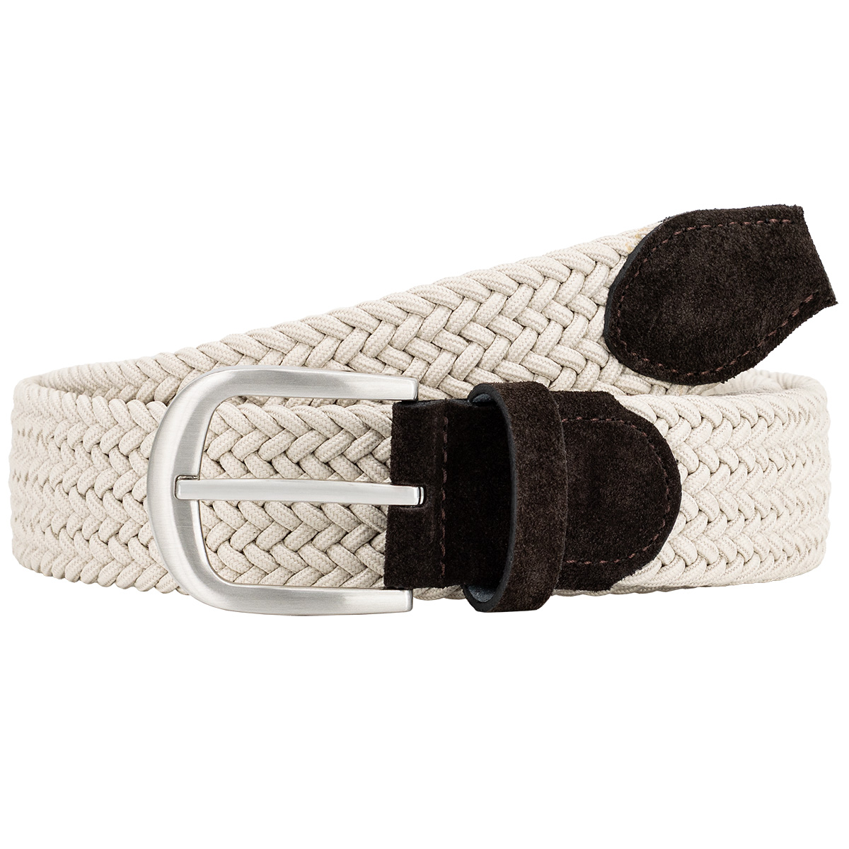 Gürtel, Häkelgürtel, Stoffgürtel, Ledergürtel, Beige, LINDENMANN Damen Flechtgürtel mit 100% echtem Rindleder an den Enden beige