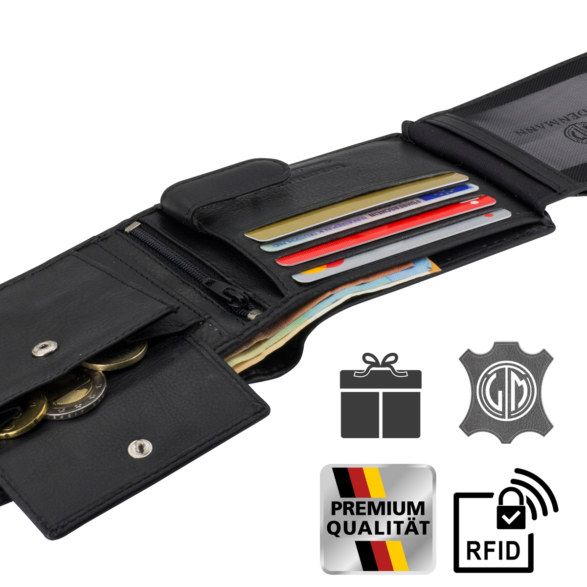 LINDENMANN Portemonnaie Herren Leder Geldbeutel Herren