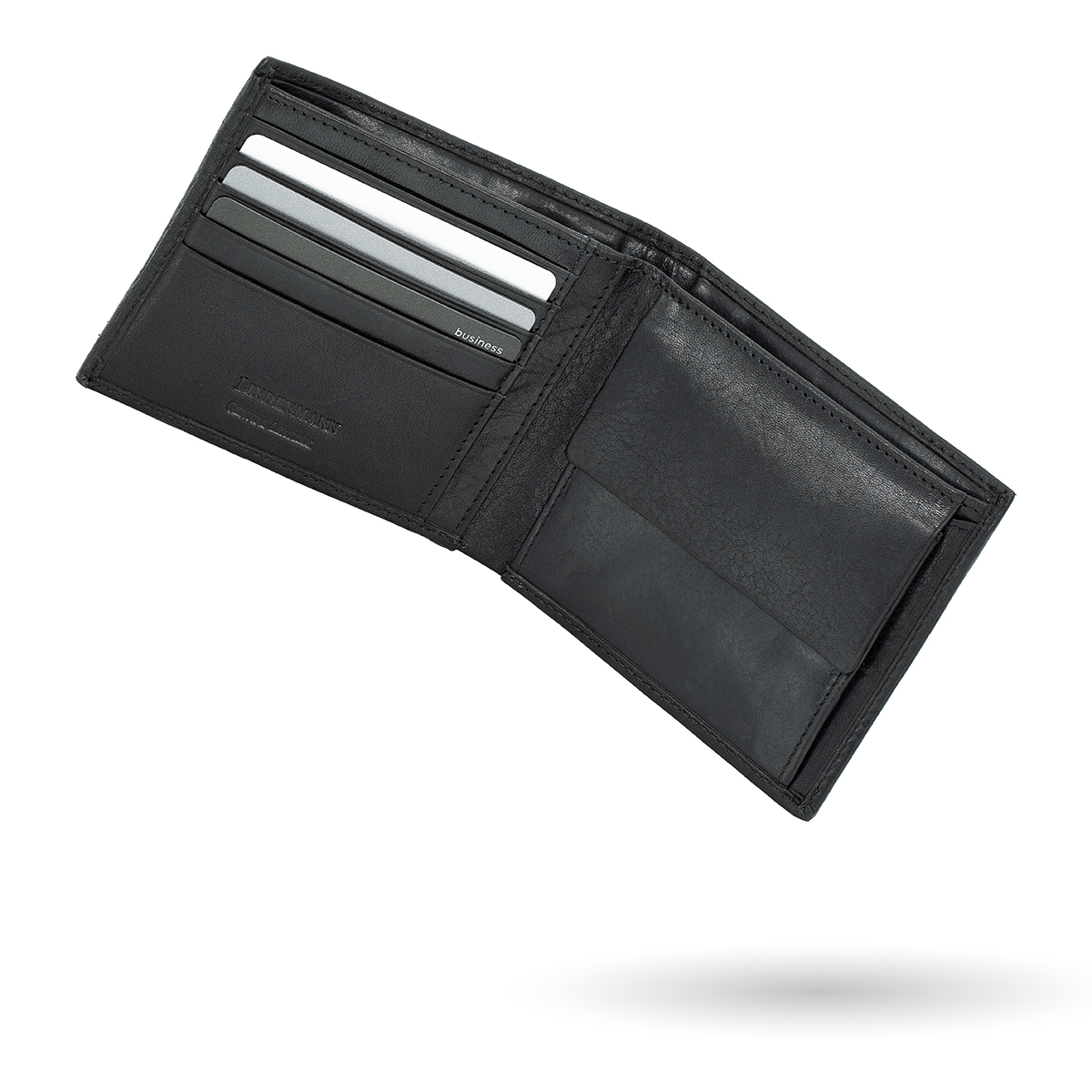 LINDENMANN Herren Leder Portemonnaie schwarz