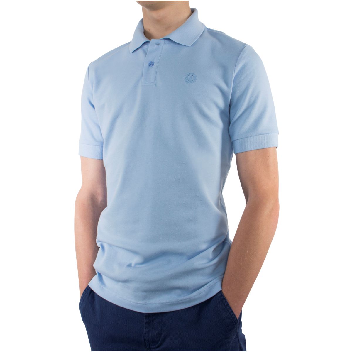 LINDENMANN Poloshirt Herren slim fit kurzarm hellblau Bio Baumwolle Made in EU