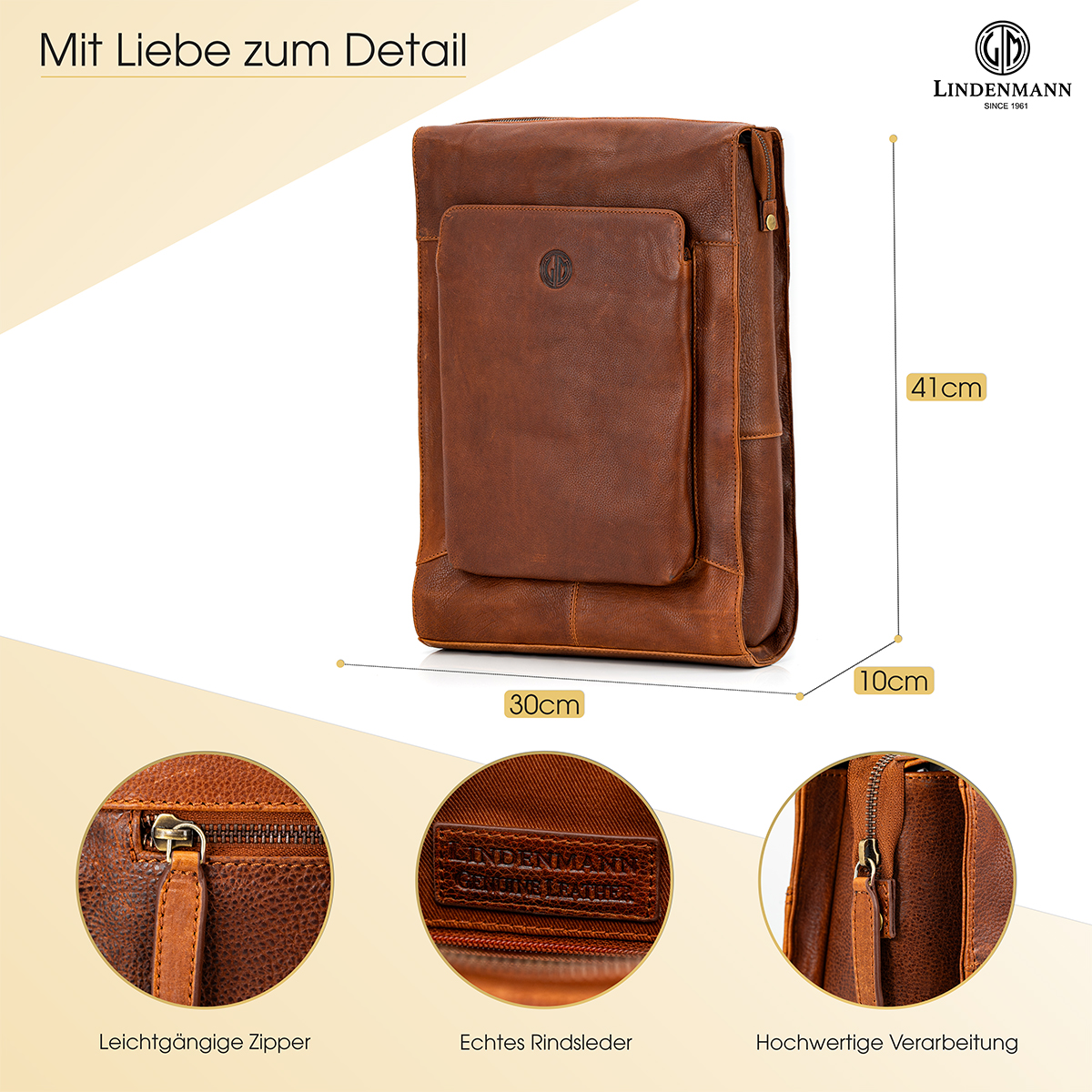 Lindenmann Rucksack cognac