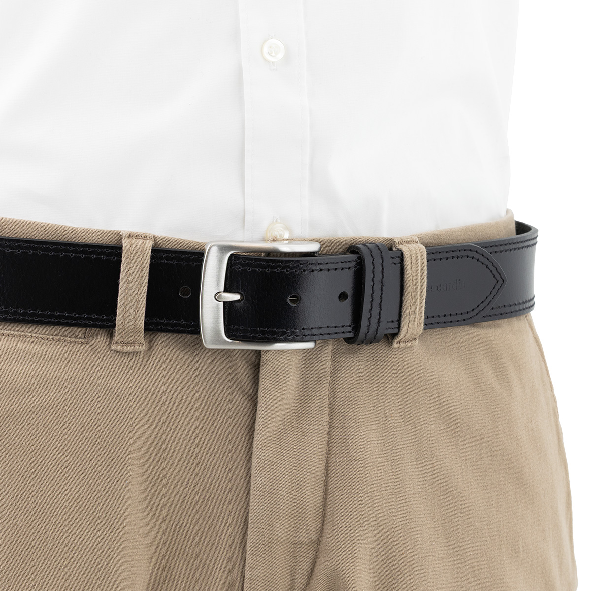 Pierre Cardin Leder-Gürtel Herren, Jeans-Gürtel Herren 40 mm breit, Gürtel Herren, Vollrindleder XL schwarz