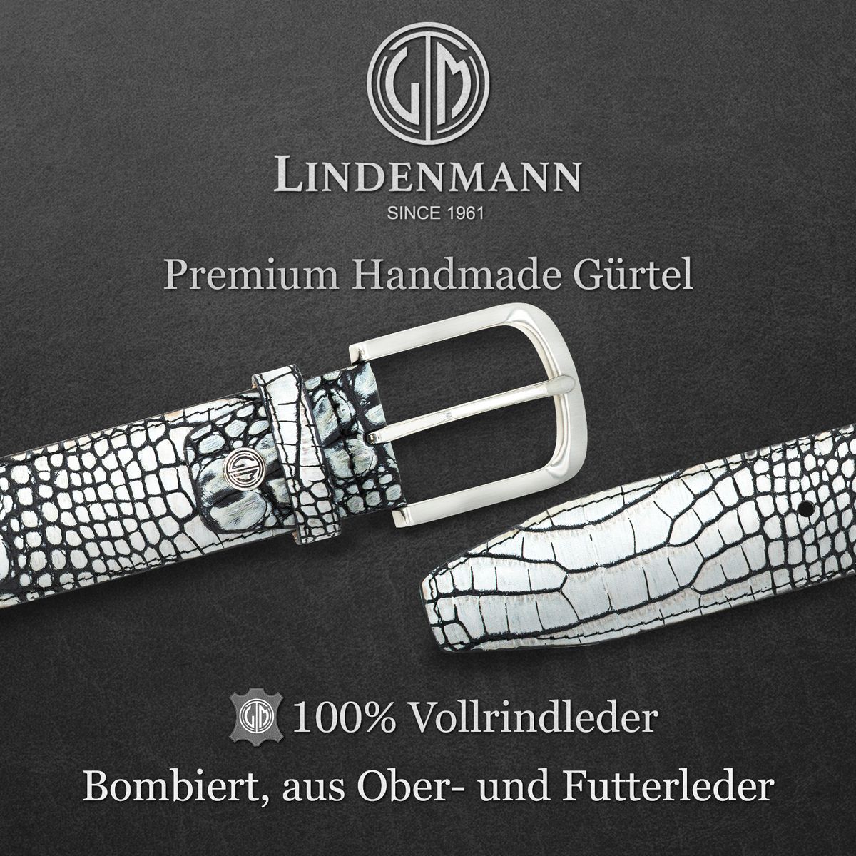 LINDENMANN Jeansgürtel Herren weiss