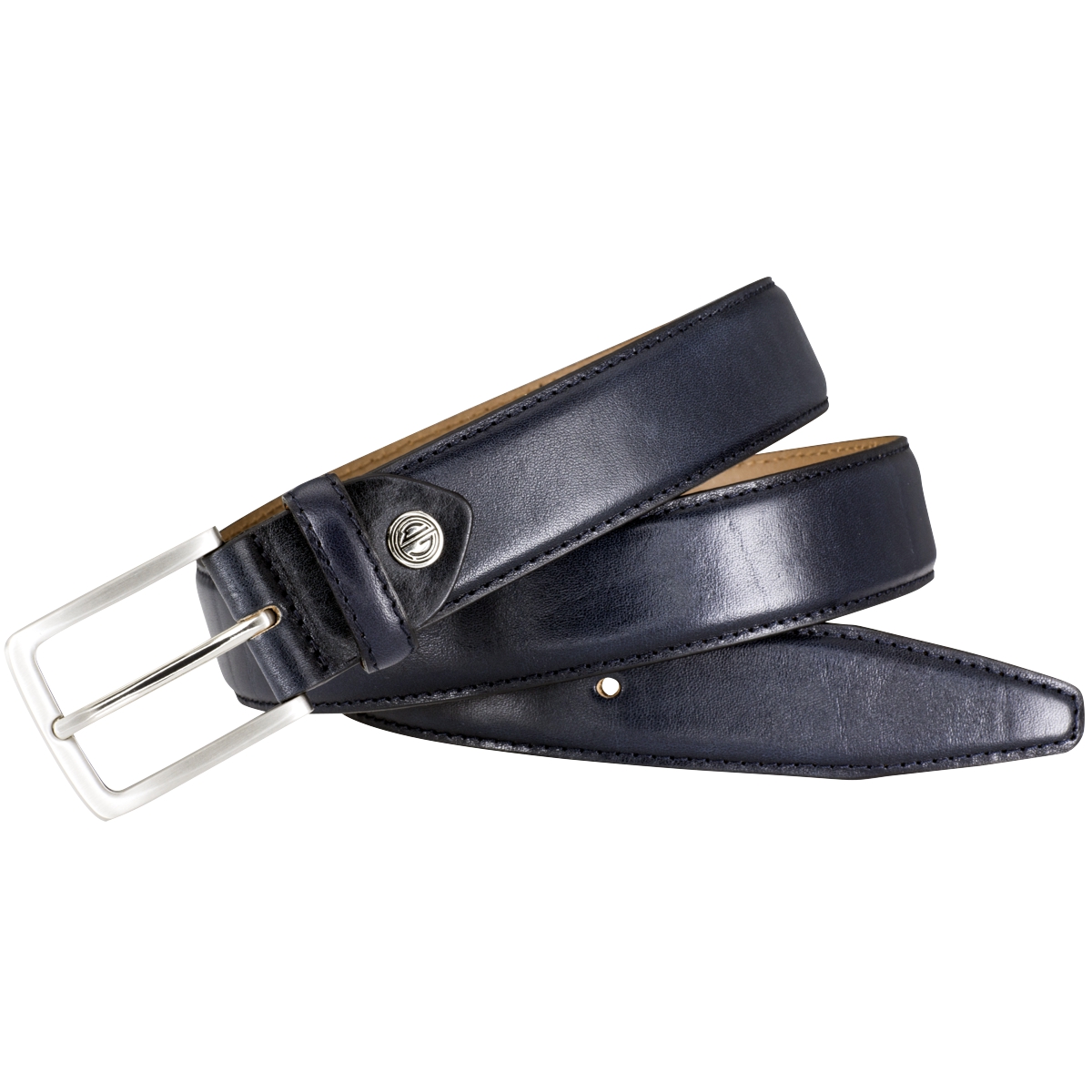 Gurtel, Ledergürtel, Navy, dunkelblau, Metall-Schnalle,
