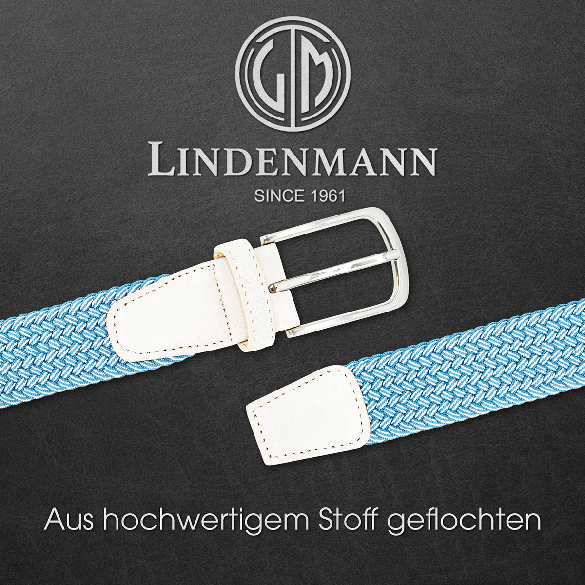 LINDENMANN Textilflechtgürtel Herrengürtel Himmelblau