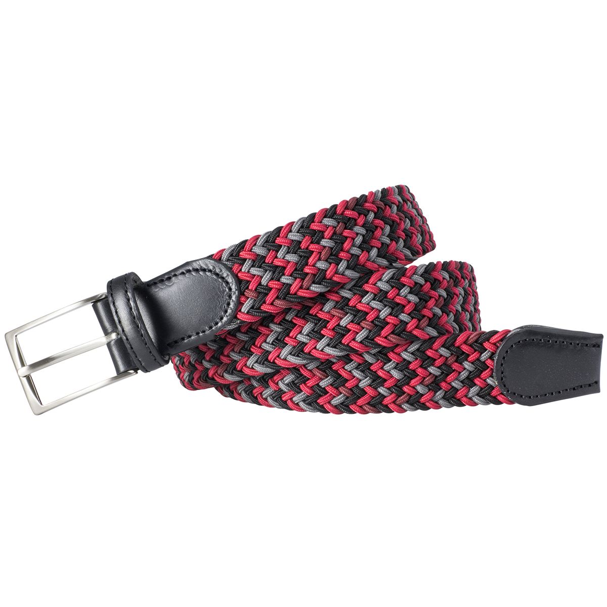LINDENMANN Ledergürtel Herren, rot/schwarz/grau 32 mm Vollrindleder