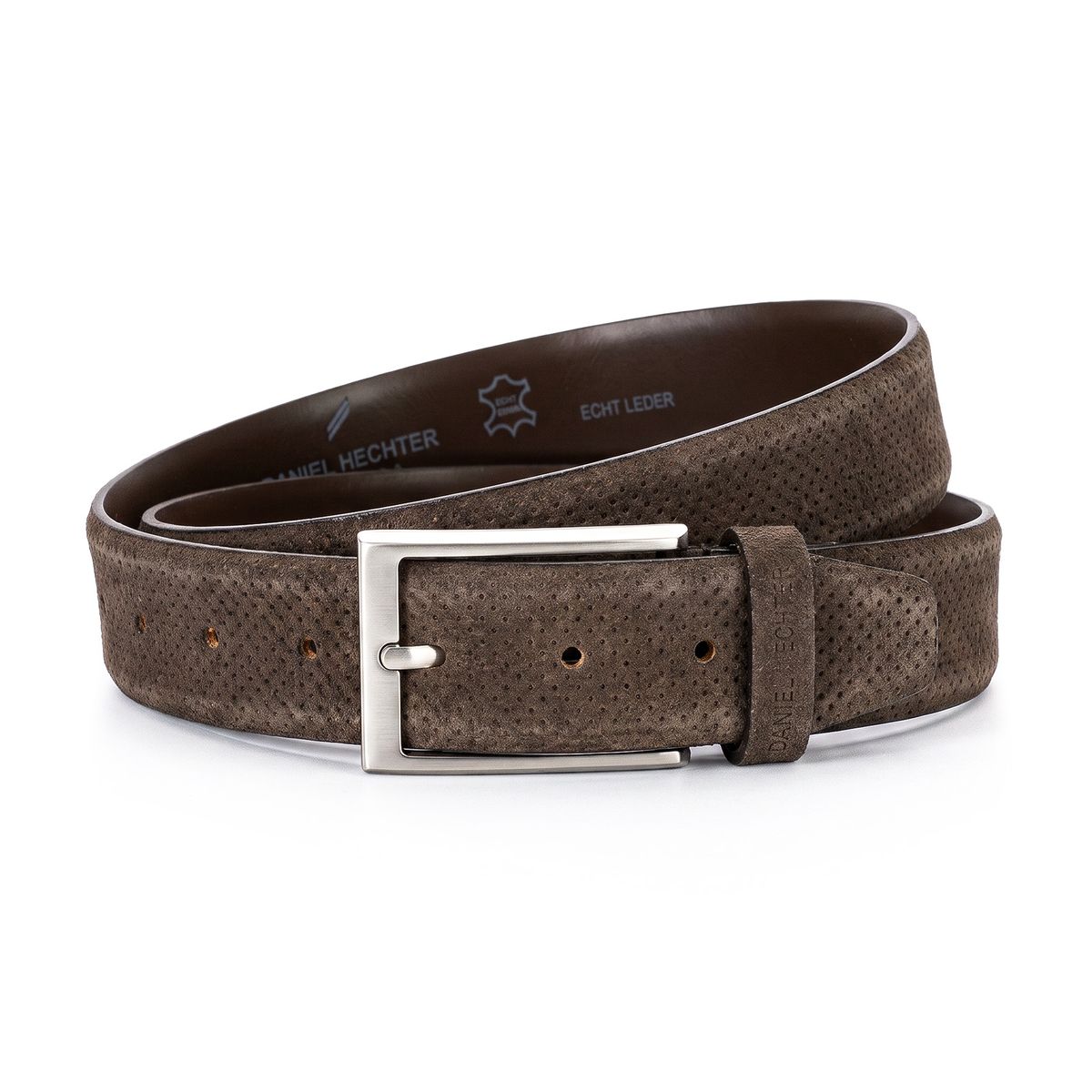 DANIEL HECHTER Herren smart casual 100% echtes Veloursledergürtel dunkelbraun