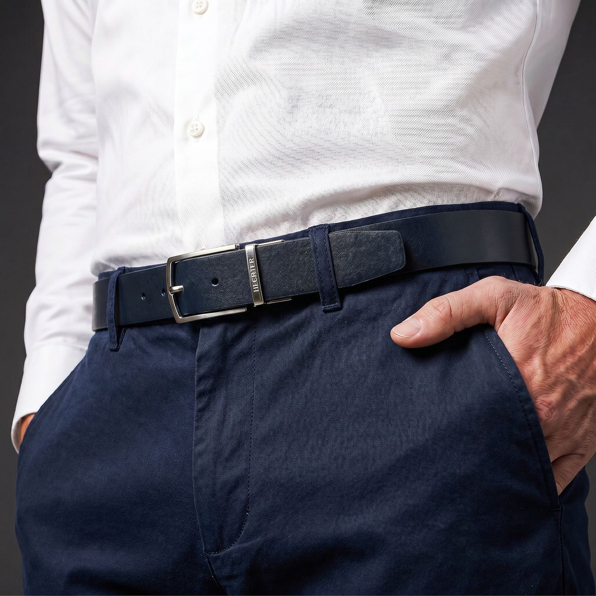 Gürtel, Ledergürtel, Navy, Hose, Herrenmode, HECHTER Paris Herren Wendegürtel aus 100% Echtleder schwarz/marine