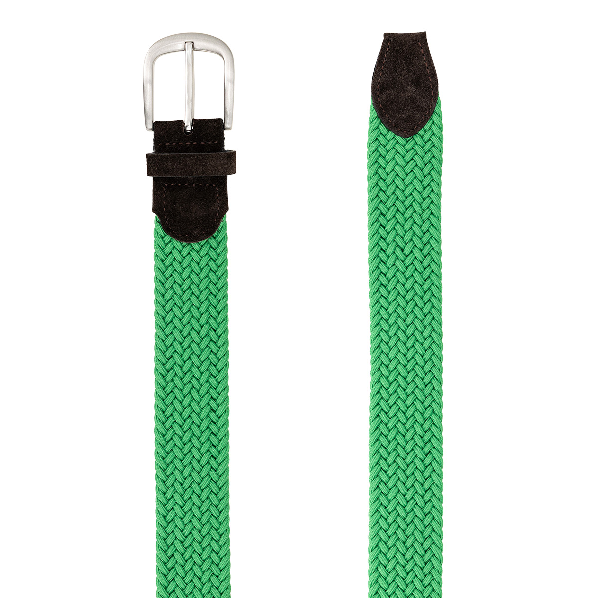 Gurtband, Grün, Schnalle, Kunststoff?, Nylon?, LINDENMANN Damen Flechtgürtel mit 100% echtem Rindleder an den Enden grün