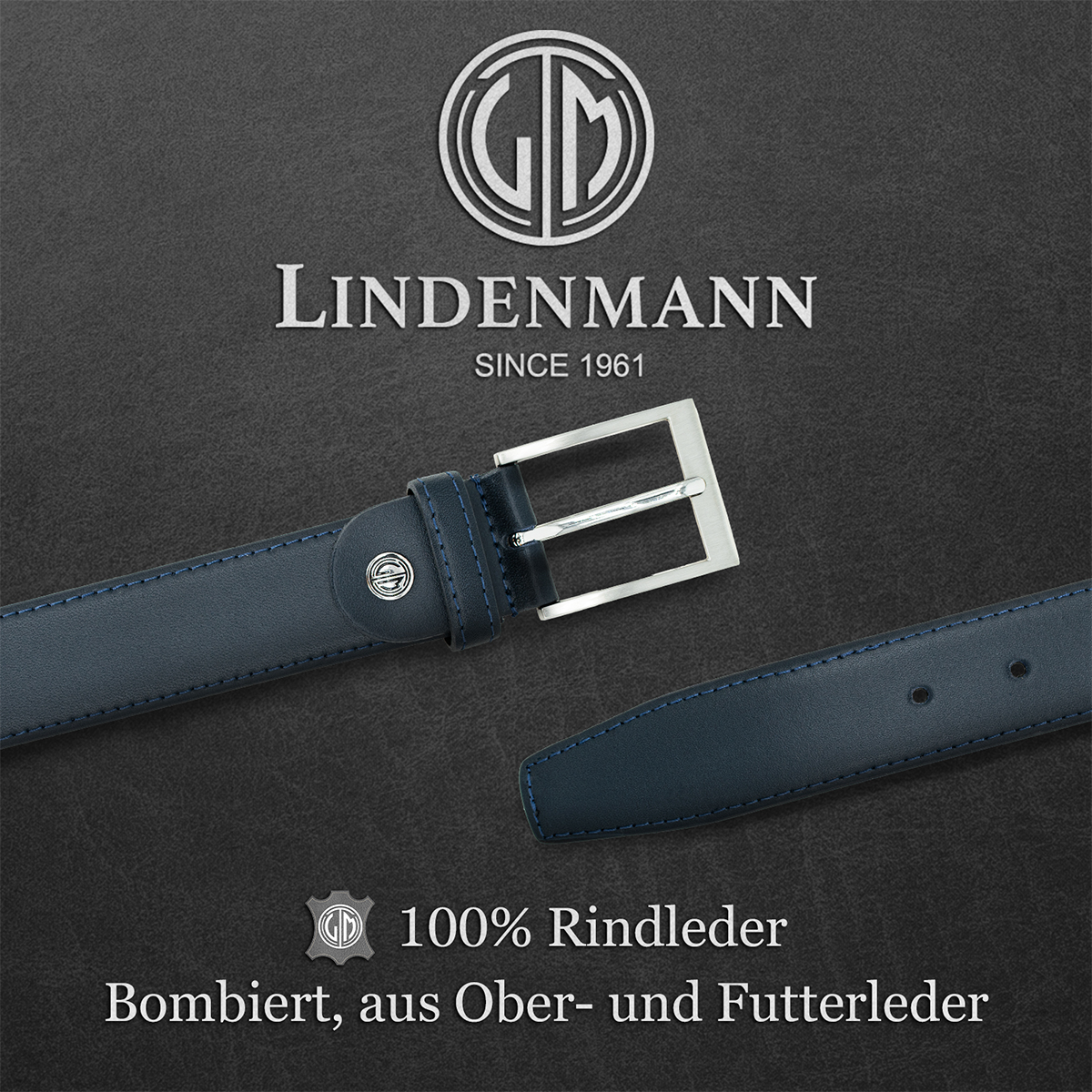 LINDENMANN Ledergürtel Herren blau