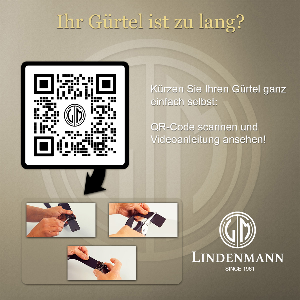 LINDENMANN Ledergürtel Automatikgürtel Herren cognac