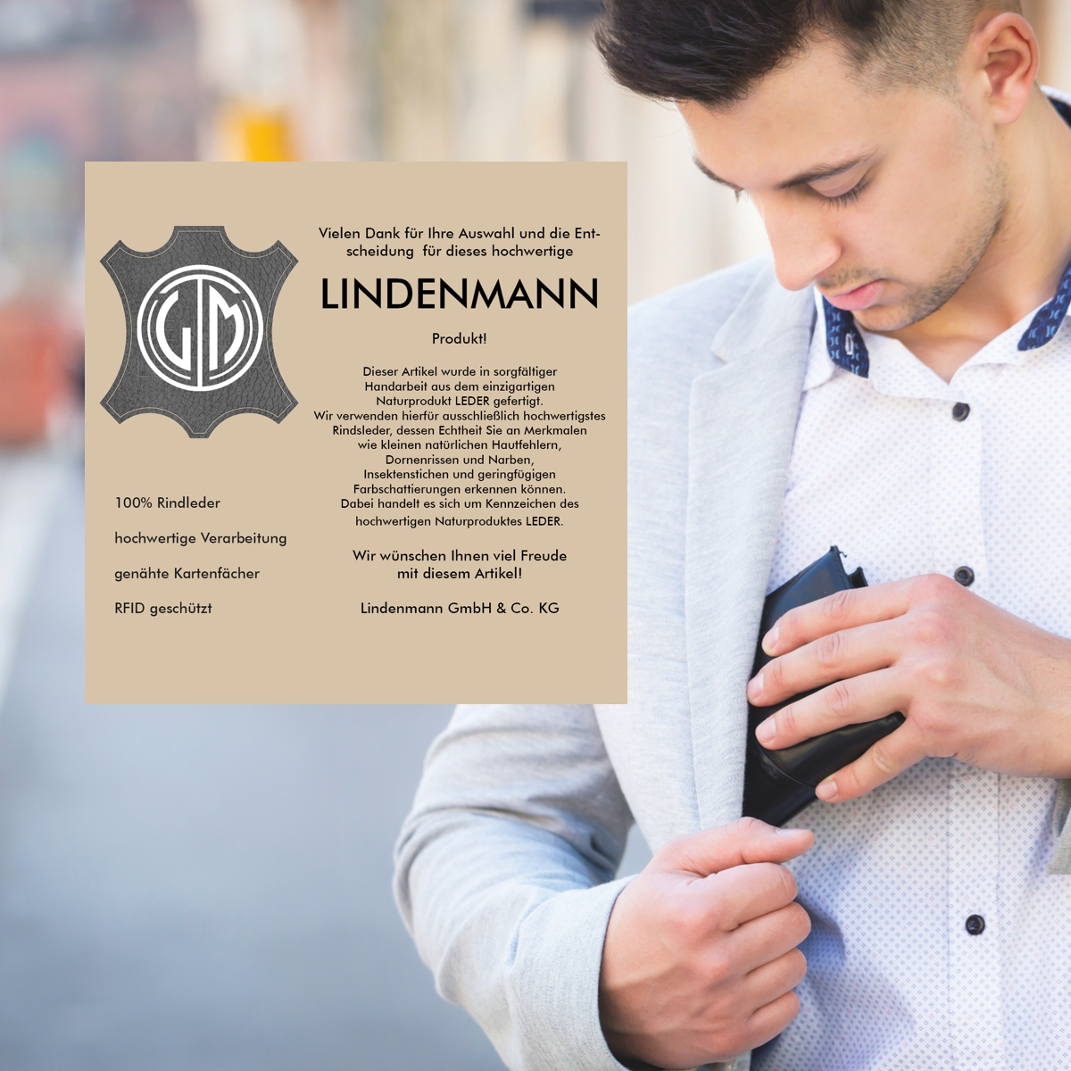 LINDENMANN Portemonnaie Herren Leder Geldbeutel Herren