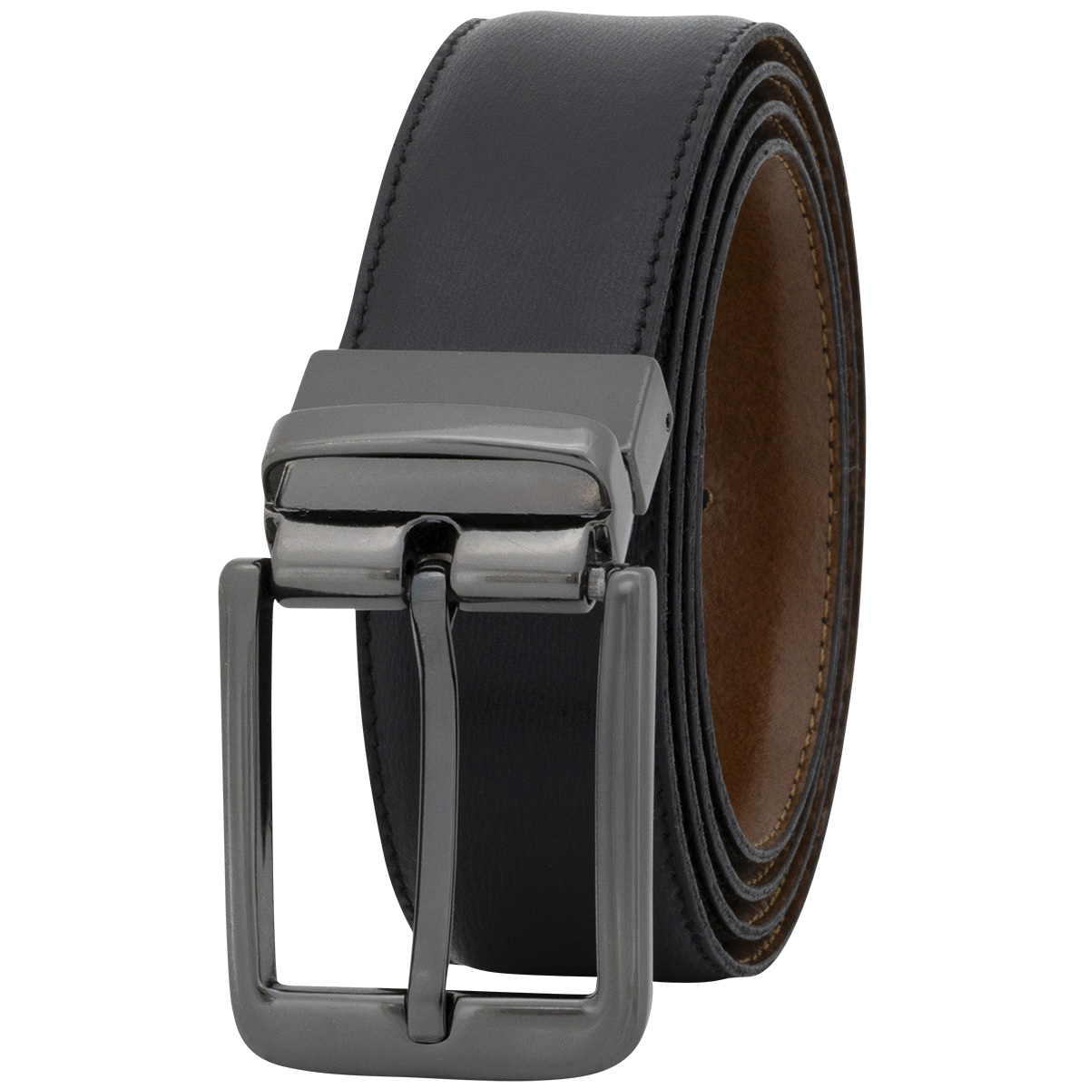 LINDENMANN Herrenwendegürtel aus 100% Vollrindleder schwarz/cognac