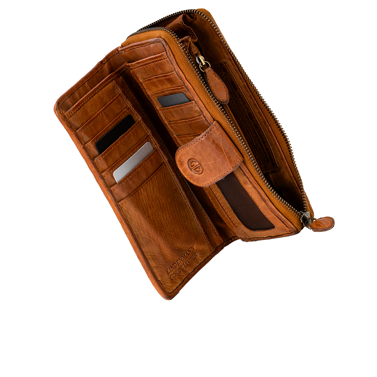 LINDENMANN Damen Leder Geldbeutel cognac LINDENMANN Damen Leder Portemonnaie cognac
