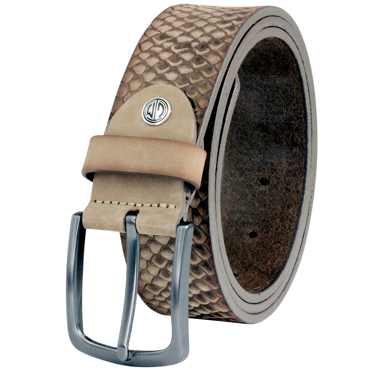 Ledergürtel Herren Echsenprägung braun LINDENMANN Ledergürtel Herren 40 mm Vollrind taupe