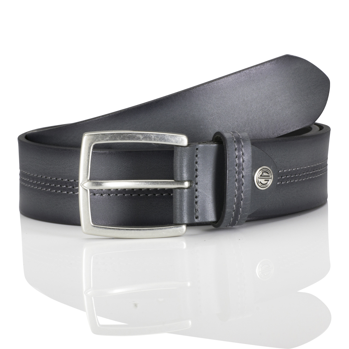 LINDENMANN Leder-Gürtel Herren 40 mm Vollrindleder grau