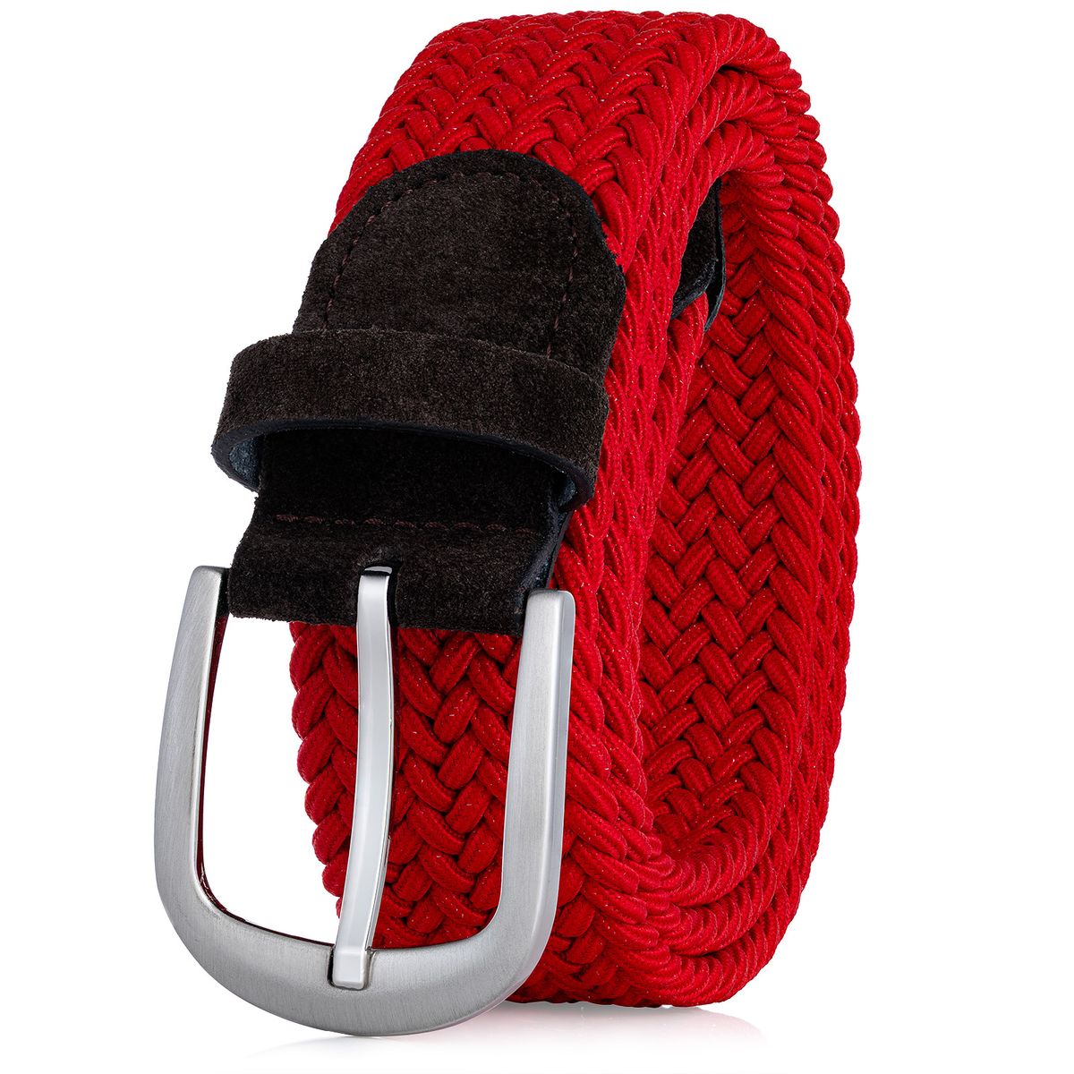rote gurtel, geflochten, stahlmetall schnalle, breiter gurtel, weicher gurtel, LINDENMANN Damen Flechtgürtel mit 100% echmte Rindleder an den Enden rot