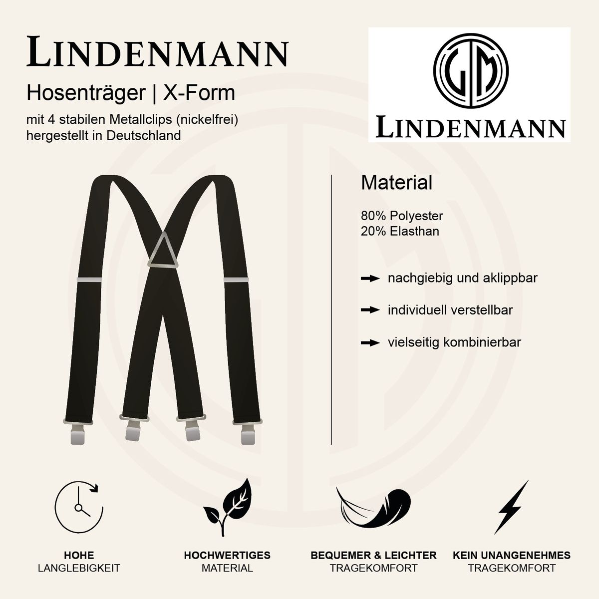 Hosenträger LINDENMANN blau weiss