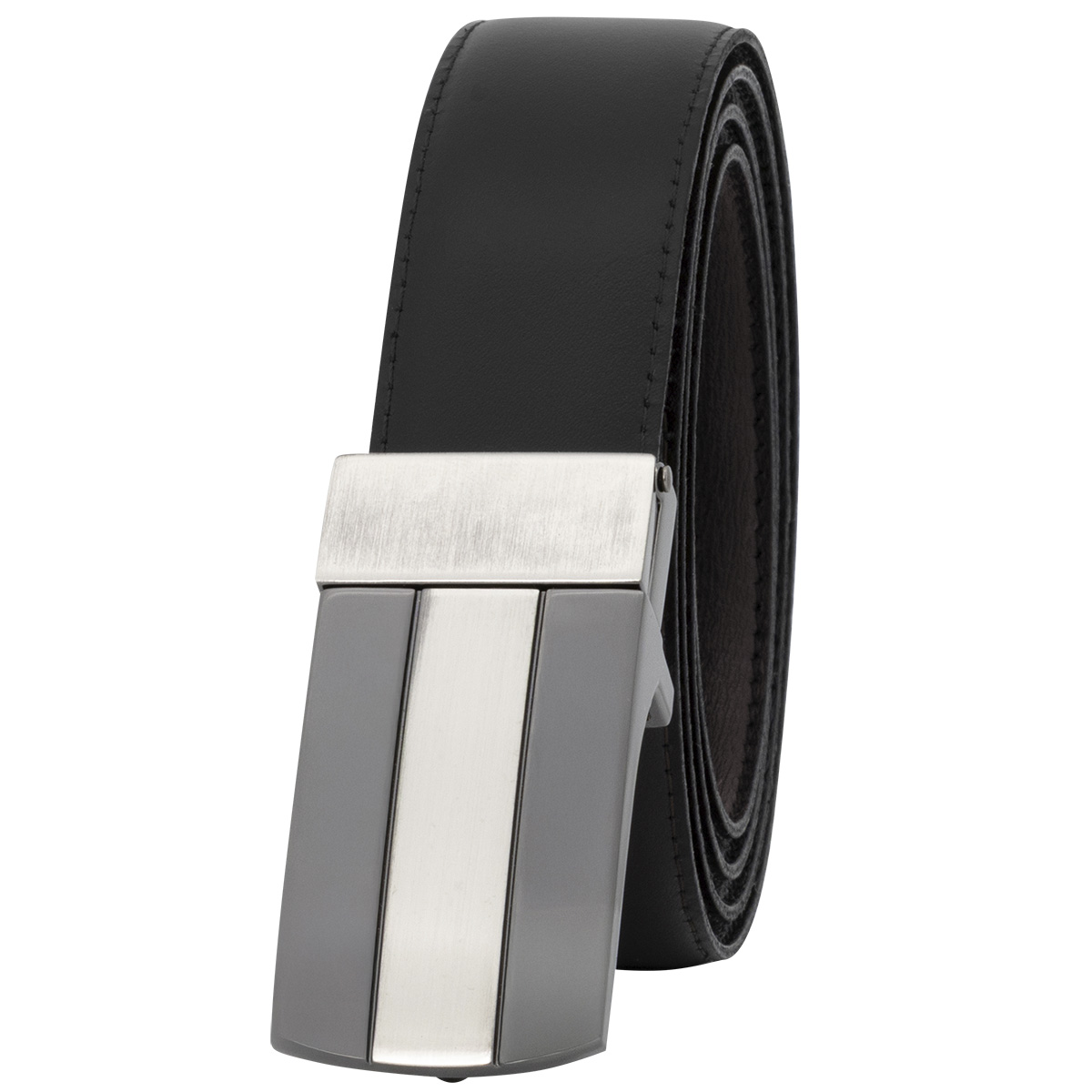 LINDENMANN Herrenwendegürtel mit Koppelschließe aus 100% Vollrindleder schwarz/dunkelbraun