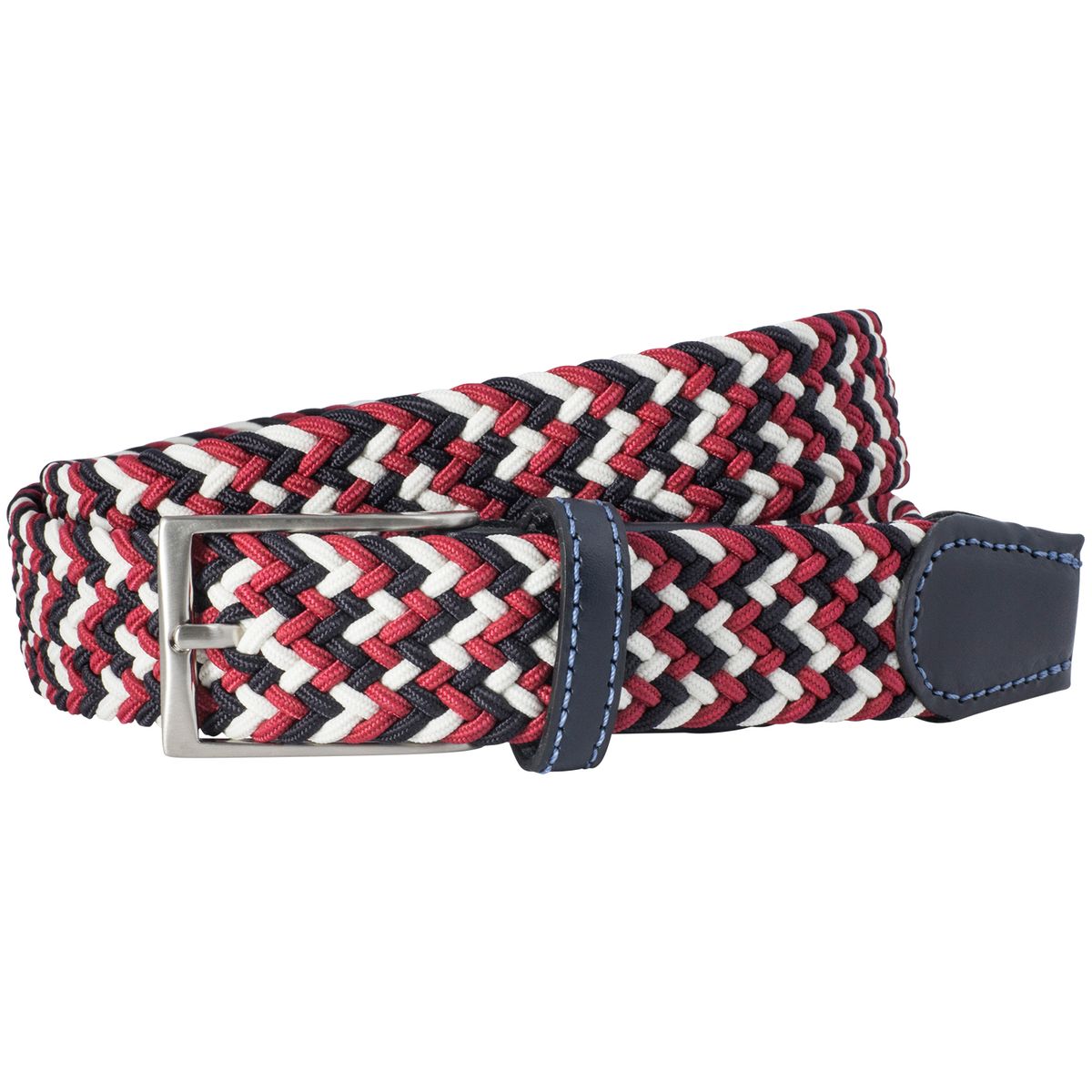 LINDENMANN Ledergürtel Herren, rot/weiß/schwarz 32 mm Vollrindleder