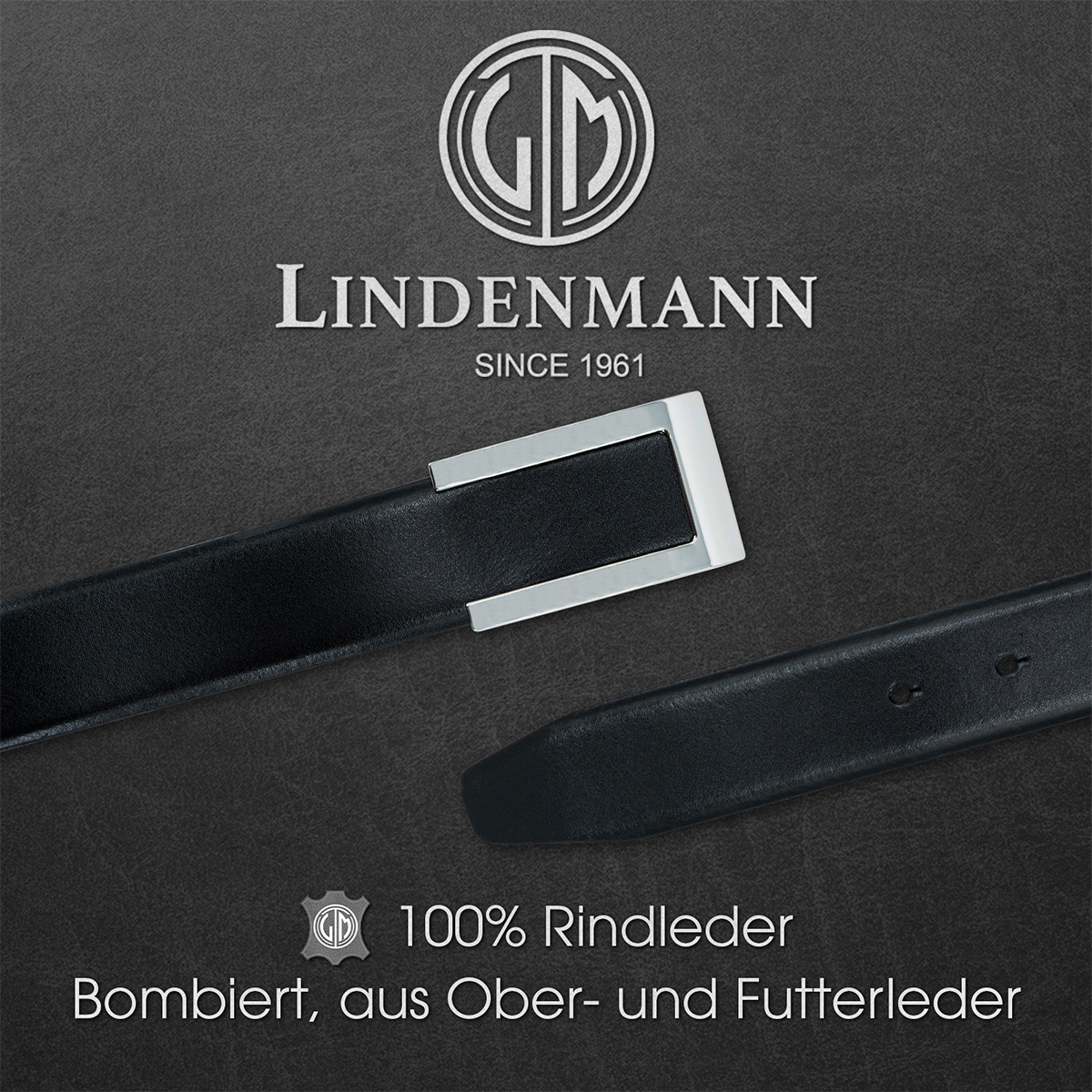 LINDENMANN Vollrindleder Herrengürtel Onyx