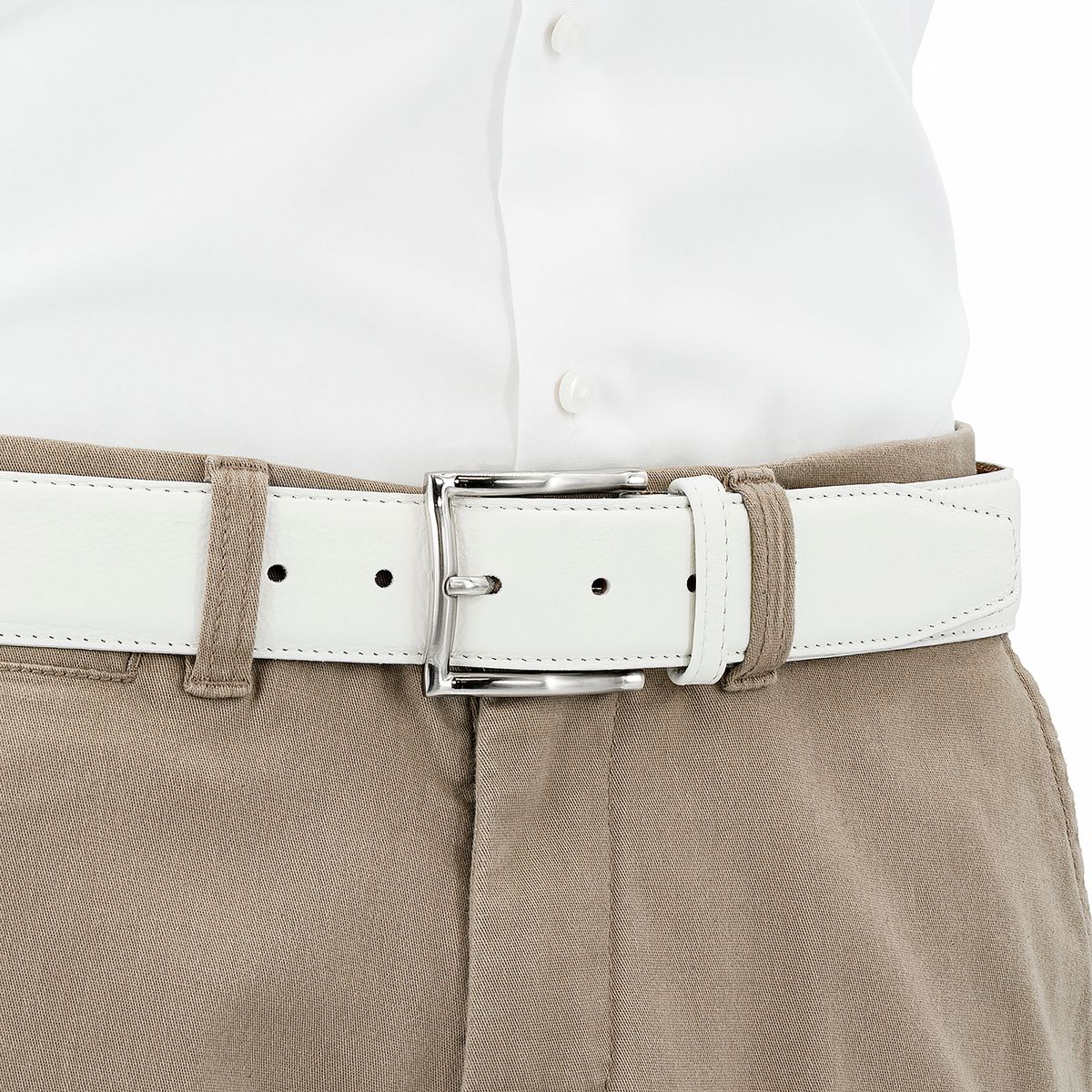 LINDENMANN Herrengürtel Leder weiss