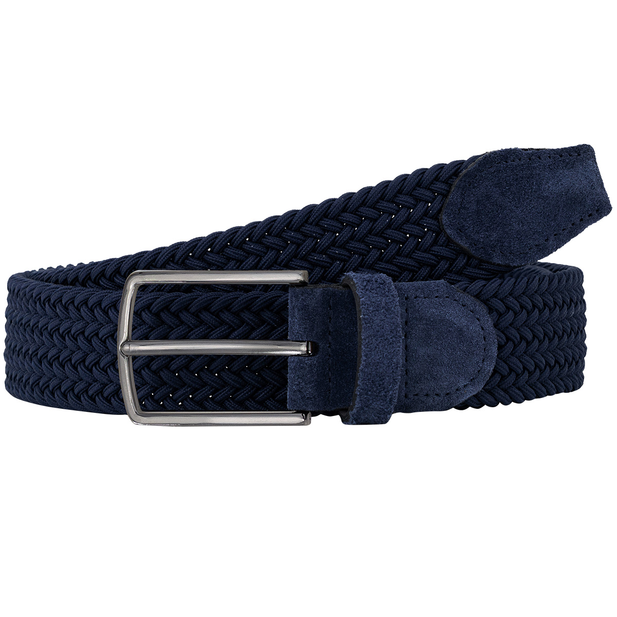 Gurtel, Halter, Boa, Kunstfaser, Navy, LINDENMANN Herren Flechtgürtel mit Echtleder an den Enden marine