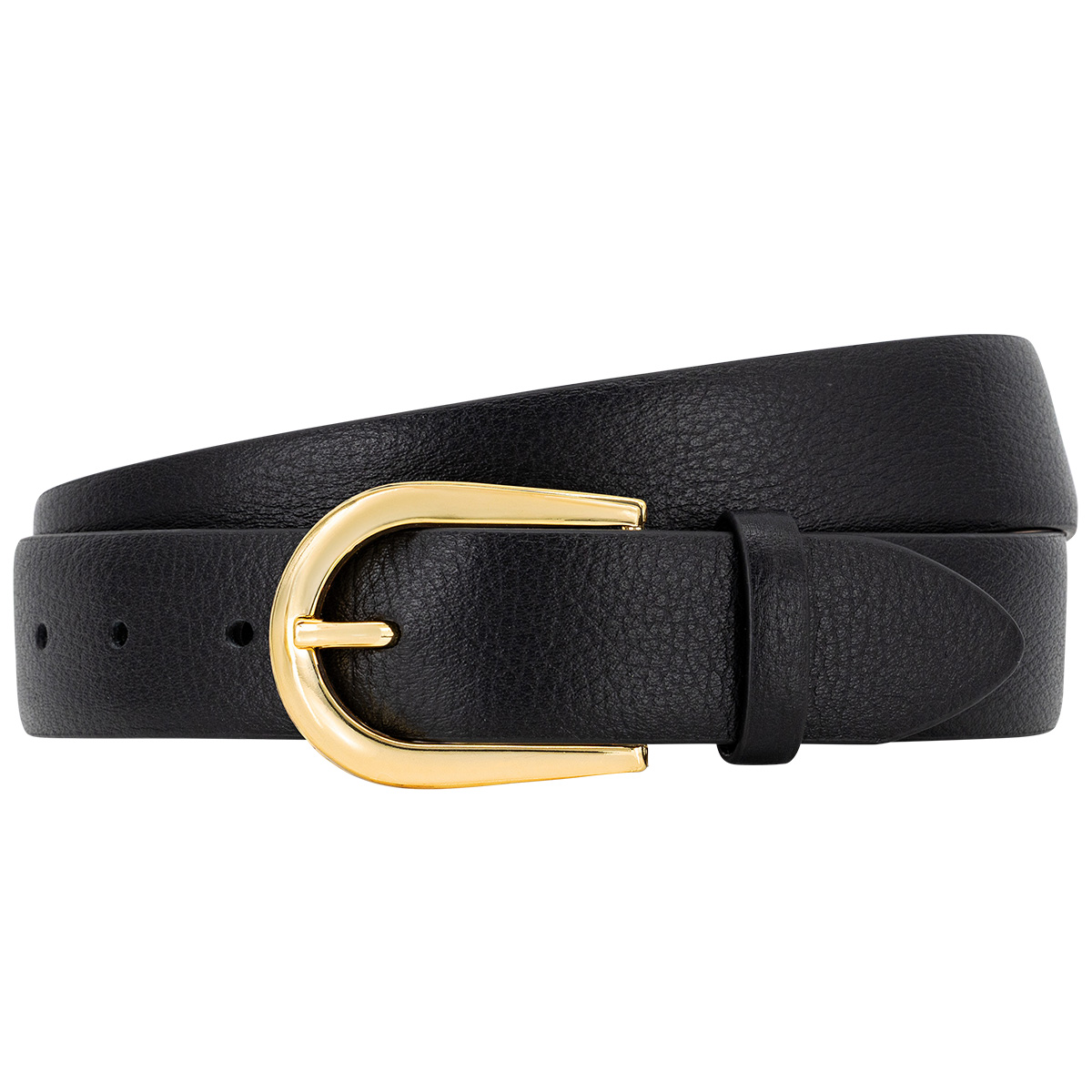 Gürtel, Ledergurt, Schwarz, Goldene Schnalle, Riemengürtel, LINDENMANN Damen Vollrindledergürtel aus 100% Echtleder schwarz