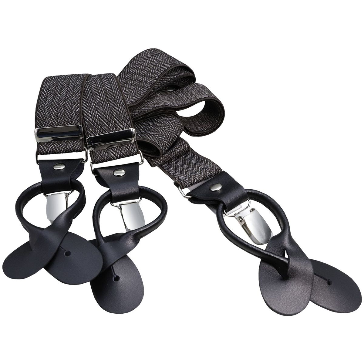 LINDENMANN Hosenträger Herren braun Länge 120 cm Y-Form mit dunklen Clipsen