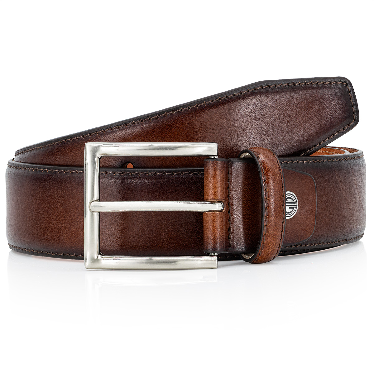 Gürtel, Leder, Braun, Gürtelschnalle, Holzoptik?, LINDENMANN Premium Handmade Vollrindledergürtel Herren dunkelcognac