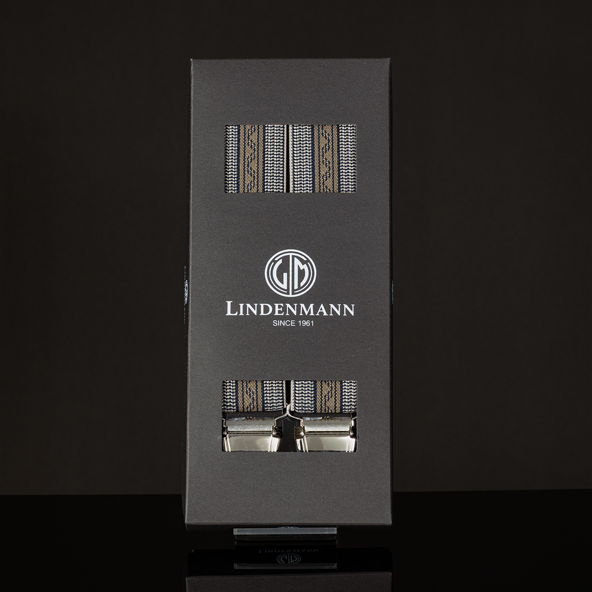 LINDENMANN Hosenträger Herren X-Form mit starkem Clip beige