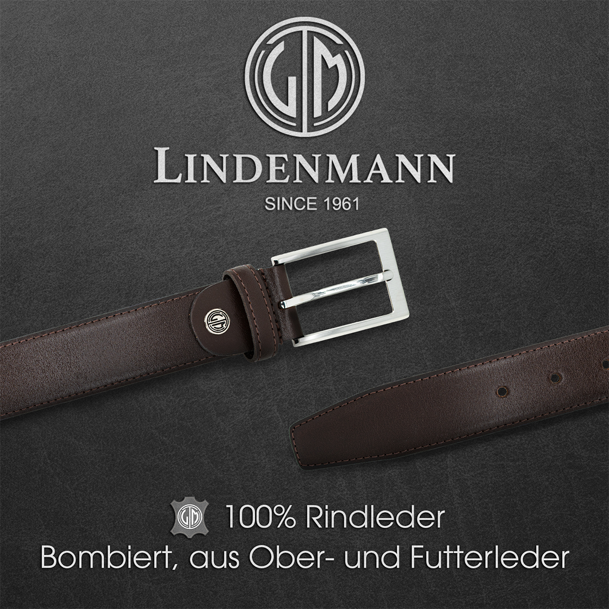 LINDENMANN Ledergürtel Herren dunkelbraun
