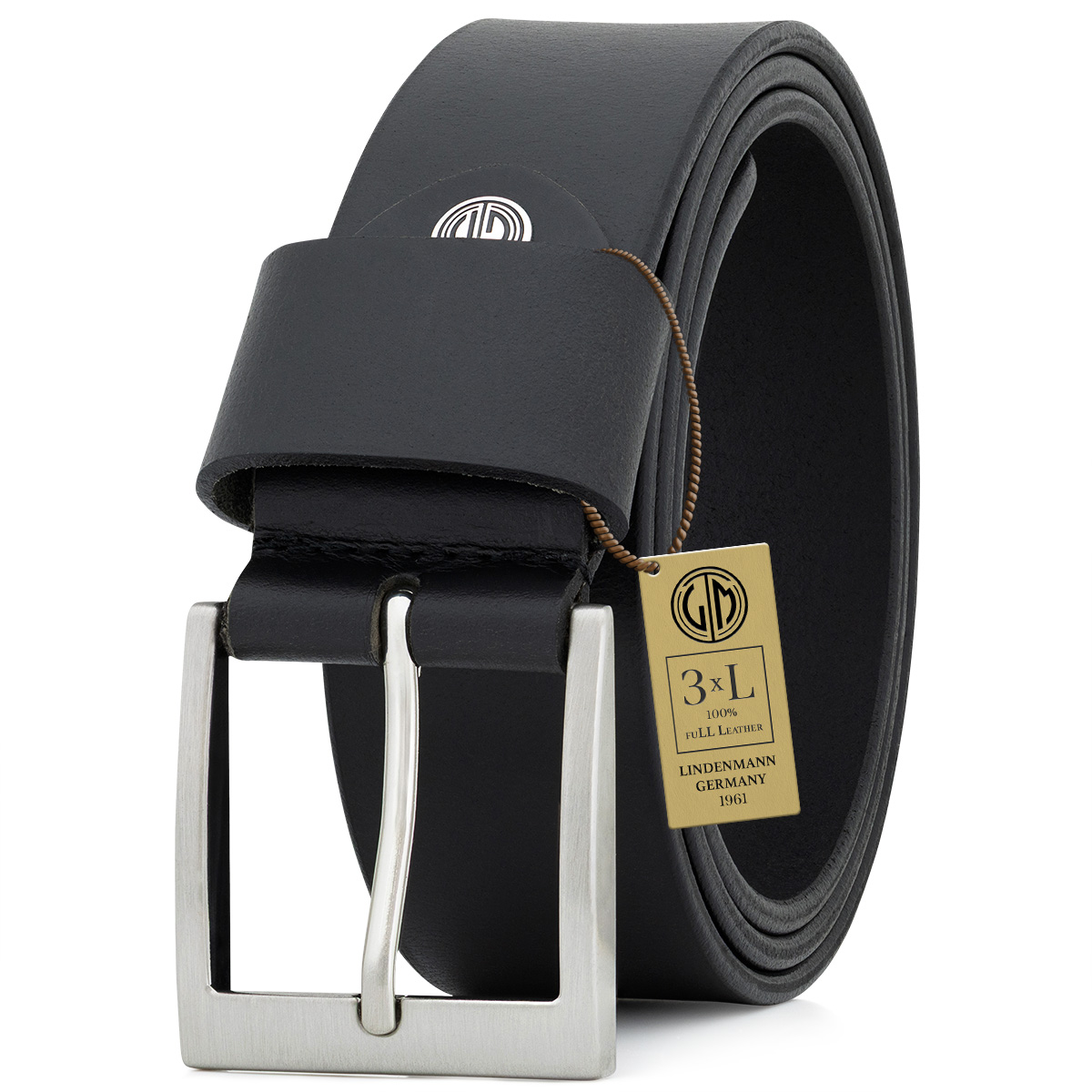 LINDENMANN Ledergürtel Herren schwarz