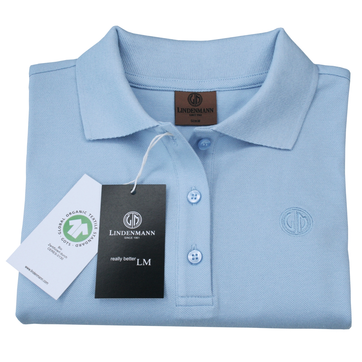 LINDENMANN Poloshirt Bio-Baumwolle Damen Hellblau