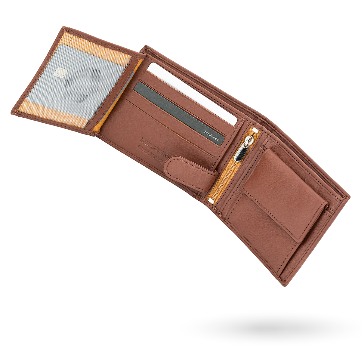 LINDENMANN Herren Leder Portemonnaie cognac