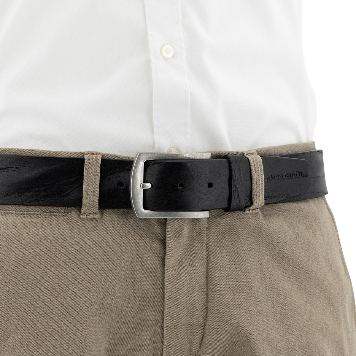 Pierre Cardin Herren-Leder-Gürtel Schwarz