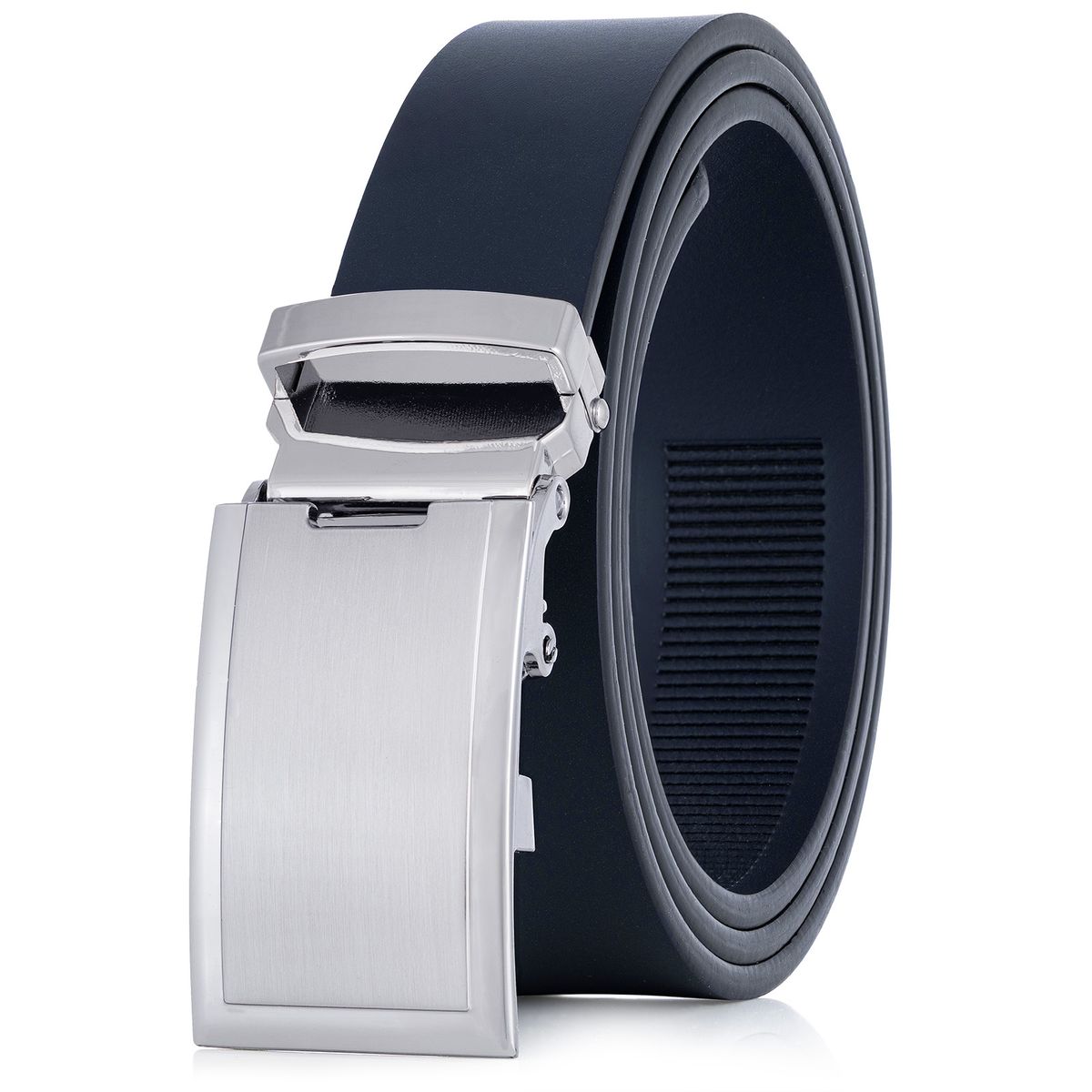 LINDENMANN eleganter Anzugautomatikgürtel für Herren aus 100% Vollrindleder passend zu elegantem Stil marine
