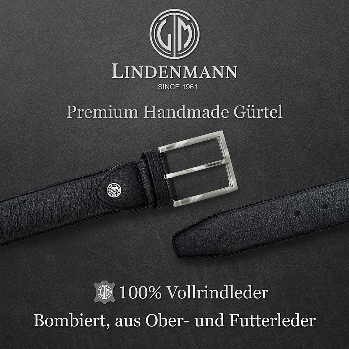 LINDENMANN Herrengürtel Leder schwarz