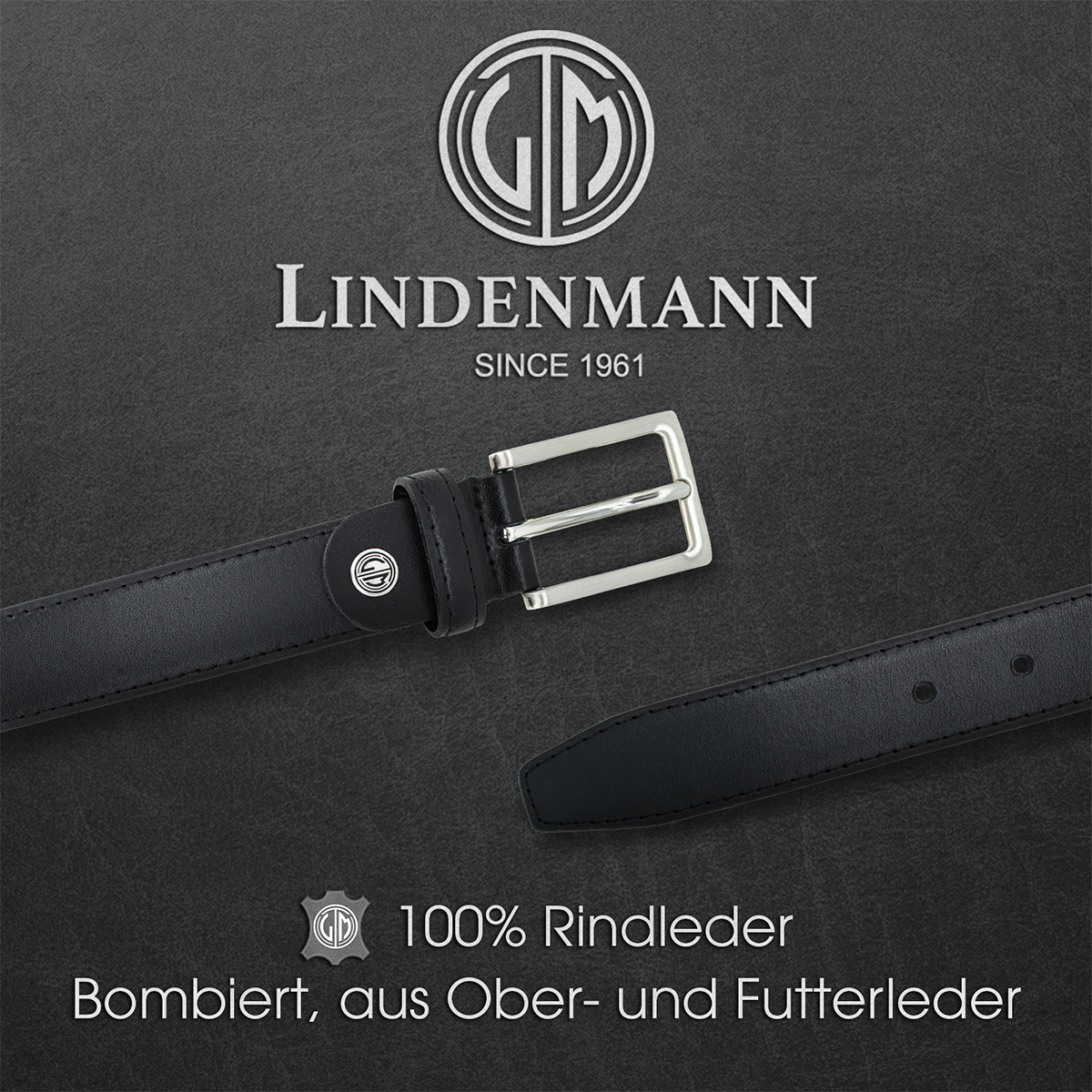 LINDENMANN Ledergürtel Herren schwarz