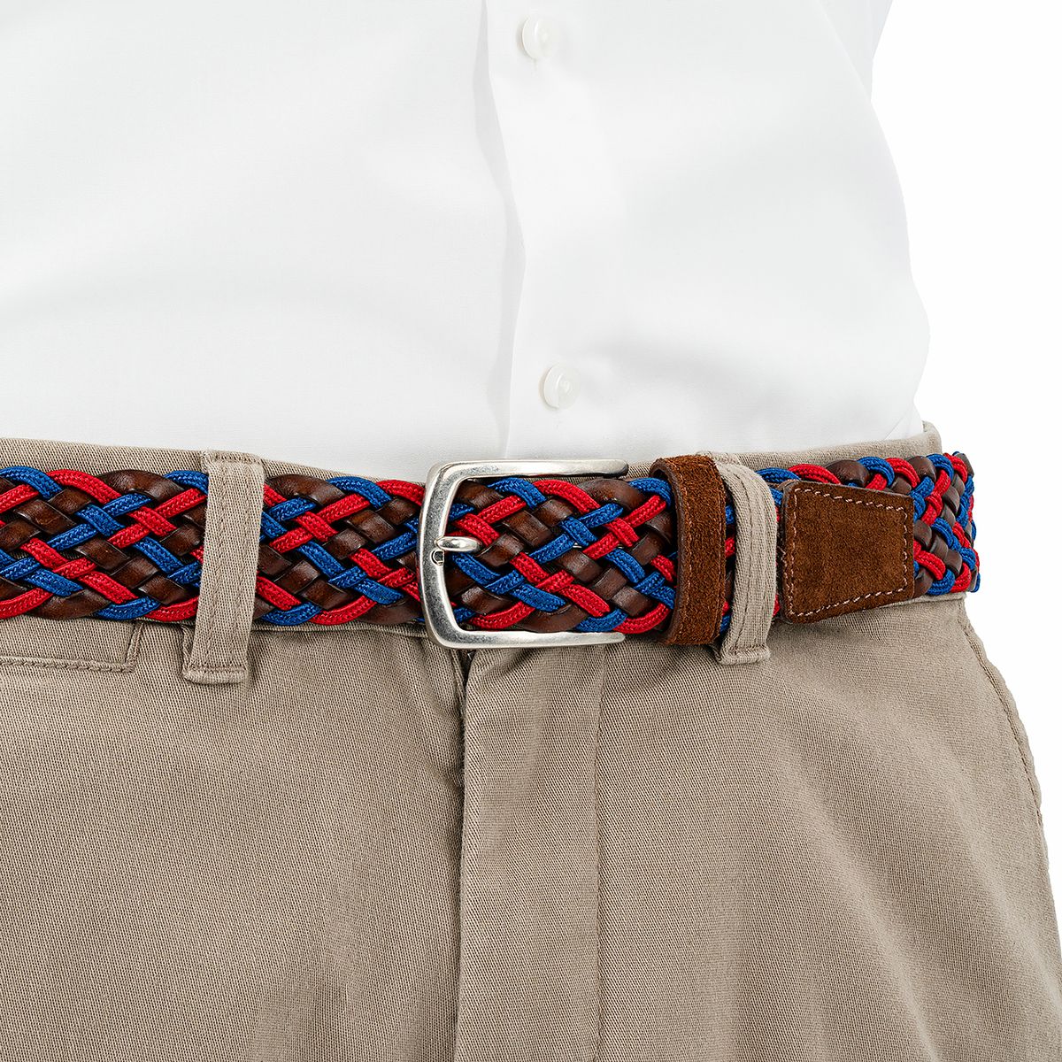 LINDENMANN Freizeitgürtel Herren blau-rot