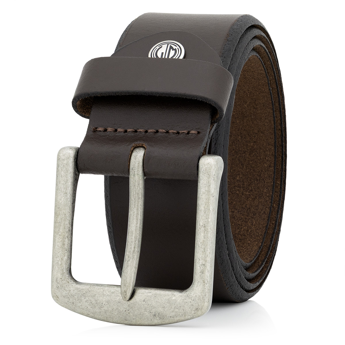 LINDENMANN Herren Vollrindledergürtel passend zu Jeanshosen im Casual-Style in dunkelbraun