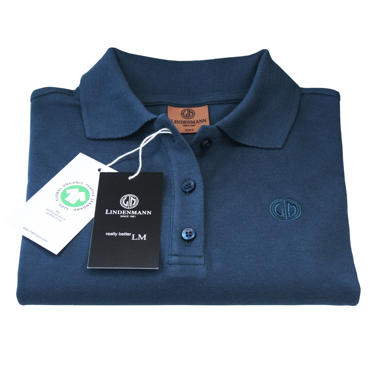 LINDENMANN Poloshirt Bio-Baumwolle Damen Marine