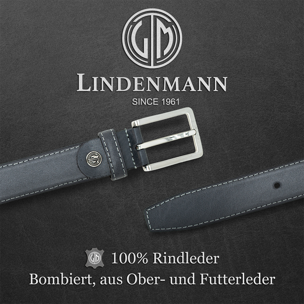LINDENMANN Ledergürtel Herren grau